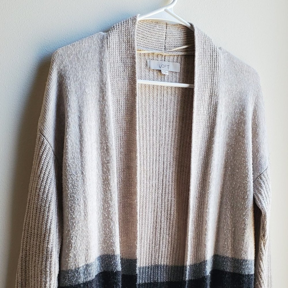 Loft Multi-Color Striped Open Cardigan Size Xs - image 6